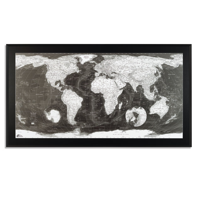 Classic World Wall Map Monochrome – The Future Mapping Company