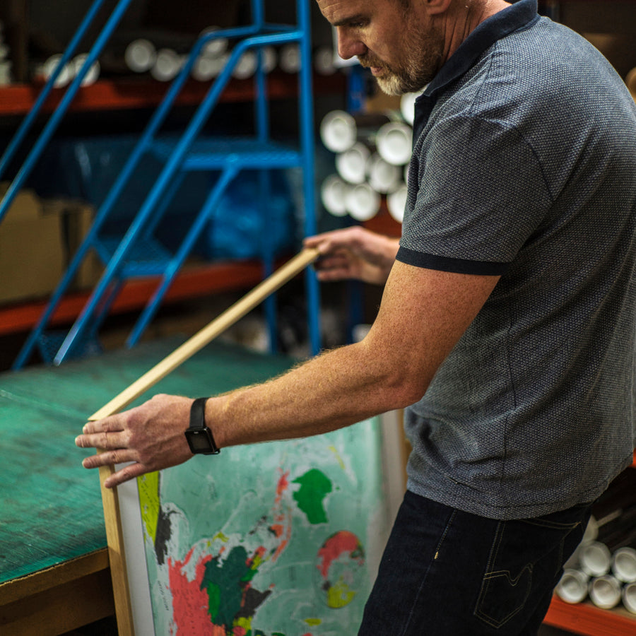 Framing of World Map in Studio / Workshop space