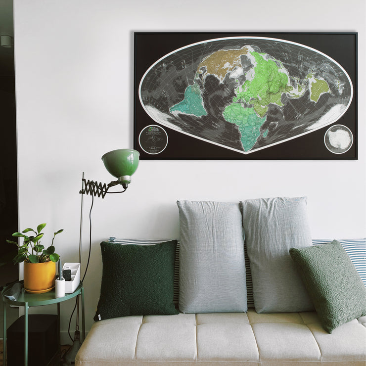WIDE ANGLE WORLD WALL MAP