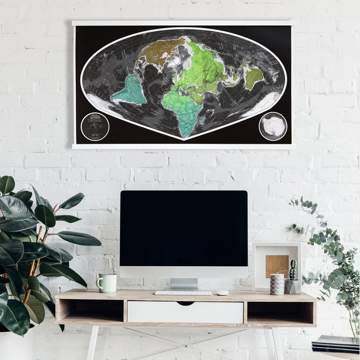 WIDE ANGLE WORLD WALL MAP